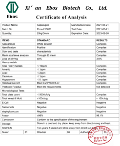 Düşük fiyat gıda sınıfı besin takviyesi Amino asit <span class=keywords><strong>L</strong></span> kuşkonmaz <span class=keywords><strong>98%</strong></span> <span class=keywords><strong>l</strong></span>-kuşkonmaz - Product Image 3