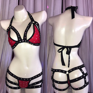 Nhà Máy Giá Polyester Chất Liệu Hai Mảnh Phụ Nữ Kim Cương Kỳ Lạ Quần Áo Đồ Lót Sexy Phụ Nữ Khóa Vũ Nữ Thoát Y Trang Phục Mặc - Product Image 6