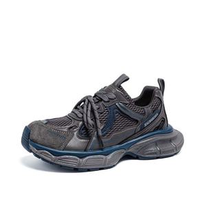 Chaussures de <span class=keywords><strong>papa</strong></span>, chaussures de sport pour femmes, couleurs mélangées, mode rétro, semelle épaisse, sangle augmentant la taille, coupe basse, noir gris - Product Image 1