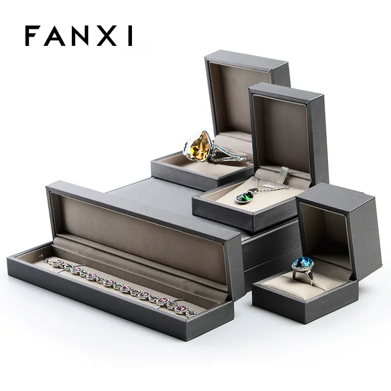FANXI PU коробки для ювелирных изделий для кольца, браслета, часов, ожерелья, рождественский подарок, упаковка, Пользовательский логотип, Кожаная Шкатулка для ювелирных изделий