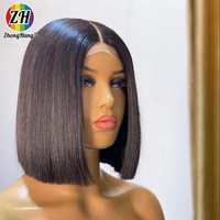 Peluca Bob Corta Sin Pegamento de Cabello Humano Natural Vietnamita Liso Extremo con Cierre de Encaje 4x4 de Doble Trama Súper Grado 12A