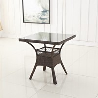 Ensemble de table basse carrée et chaise en rotin moderne et durable pour l'extérieur, résistant à l'eau et au soleil, mobilier de loisirs tressé pour villa, salle à manger, balcon