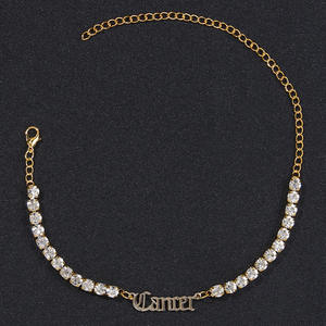 Bracelet de cheville en acier inoxydable plaqué or et argent pour <span class=keywords><strong>femme</strong></span>, 12 signes d'horoscope, chaîne de cheville - Product Image 6