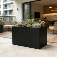 Jardinière rectangulaire en acier inoxydable, pot de fleurs moderne pour balcon, conteneur pour plantes d'extérieur et d'intérieur