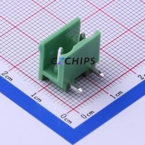 KF2EDGR-7.62-2P Plug-in Terminal Block Bent Lead Through Hole,P=7.62mm Connector Board-to-Board / Socket Open 1x2P 7.62mm Green - Product Image 1