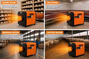 <span class=keywords><strong>Chauffage</strong></span> au <span class=keywords><strong>gaz</strong></span> double carburant carré haute capacité 120 kW avec roulettes robustes et contrôle intelligent de la température pour étable d'animaux de ferme - Product Image 4