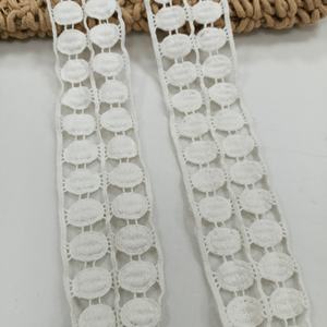 Encaje de Tela Blanca con Bordado Personalizado del Fabricante para Decoración de Ropa - Product Image 2