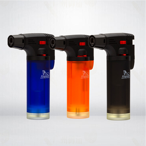 Accendino per Sigari a Fiamma Jet, Accendino a Butano con Fiamma Blu Singola, Ricaricabile con Fiamma Regolabile e Blocco di Sicurezza - Product Image 1