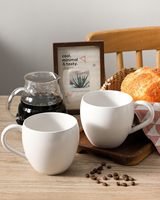 Ensemble de 4 tasses à café en grès blanc écologique de 16 oz, forme ventrue moderne, personnalisable avec logo, pour la vente en gros