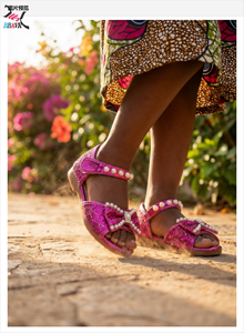 Sandalias para Niñas al por Mayor, Diseño de Perlas y Flores, para Todas las Temporadas, Parte Superior de PVC/PU, Suela de EVA/PVC/PU, Zapatos al por Mayor - Product Image 5