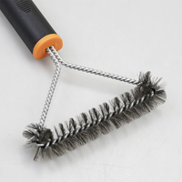 Brosse de nettoyage pour grillades en acier inoxydable en forme de V avec long manche, brosse de nettoyage pour grille de barbecue au charbon de bois, au gaz