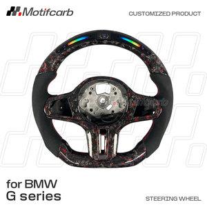 พวงมาลัยคาร์บอนไฟเบอร์สีแดงแบบกำหนดเองสำหรับ BMW G series G20 G21 G29 G30 G31 X3 X4 X5 M2 M3 M4 M5 ปี 2017-2024 พร้อมไฟ LED - Product Image 2