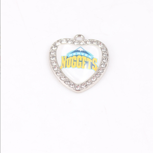 Colgantes de aleación de zinc para hacer joyas, collar con diamantes de imitación, corazón de plata, <span class=keywords><strong>NBA</strong></span>, equipo de baloncesto, Diy - Product Image 4