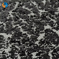 Nouveau Design Sequin Brodé 100% Polyester Étincelle Sexy Robe Noire Tissu pour Fête Robe De Bal