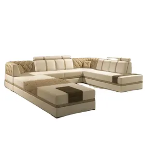 China Fabrikant Nieuwste Ontwerpen L Vormige Sofa Set Echt Leer Moderne Meubels Sofa