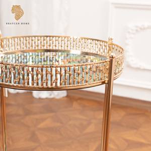 Europese Luxe Eetkar Sofa Bijzettafel Rond 2-Tier Planken Voor <span class=keywords><strong>Trolley</strong></span> Home Bar Kar Woonkamer Restaurant Huis - Product Image 4