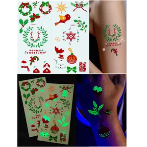 Рождественская светящаяся наклейка для татуировок Водонепроницаемая детская мультяшная одноразовая Временная наклейка для вечеринок