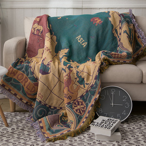 Commercio all'ingrosso europeo e americano mappa del dio del <span class=keywords><strong>sole</strong></span> personalizzato Jacquard copridivano coperta intrecciata arazzo - Product Image 4