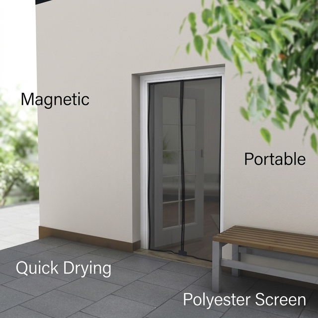 Modern Style Breathable Magnetic Easy Install Quick Drying Polyester Screen Mesh Curtain Door For Apartment Living Room Door