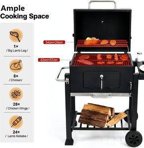 Barbecue à charbon de bois de luxe moderne et robuste avec fumoir décalé et cheminée sur chariot pour jardin - Product Image 3