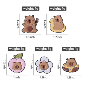 Mignon Capybara émail broche paresseux Animal dessin animé broche drôle métal revers Badge bijoux cadeau pour enfants et amis - Product Image 6