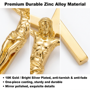 Promoção de Decorações Católicas: Cruz de Parede de Jesus Banhada a Ouro, Crucifixo, Pingentes de Bronze em Formato de Caixão Prateado, Material de Liga Metálica - Product Image 4