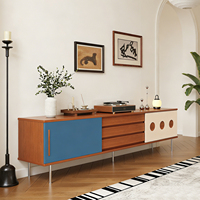 Meuble TV en bois naturel, design moderne, de qualité supérieure, avec rangement pour salon
