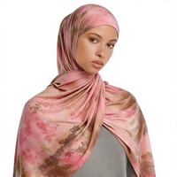 Hijab Premium Bermotif Cetak Bahan Jersey Cair, Jilbab Grosir Motif Bunga Bahan Modal Katun untuk Wanita Muslim