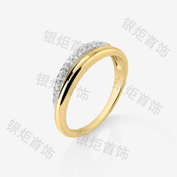 Bague à griffes pavées à double rangée en argent 925 bicolore, vente en gros de bijoux LOZRUNVE, personnalisable