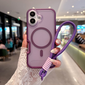 เคสโทรศัพท์แม่เหล็กสำหรับ <span class=keywords><strong>iPhone</strong></span> 17/16/15/14/13 <span class=keywords><strong>Pro</strong></span> <span class=keywords><strong>Max</strong></span>/Air/Plus พร้อมสายคล้องมือ ป้องกันแรงกระแทก ผิวด้าน ป้องกันการตกหล่น - Product Image 6