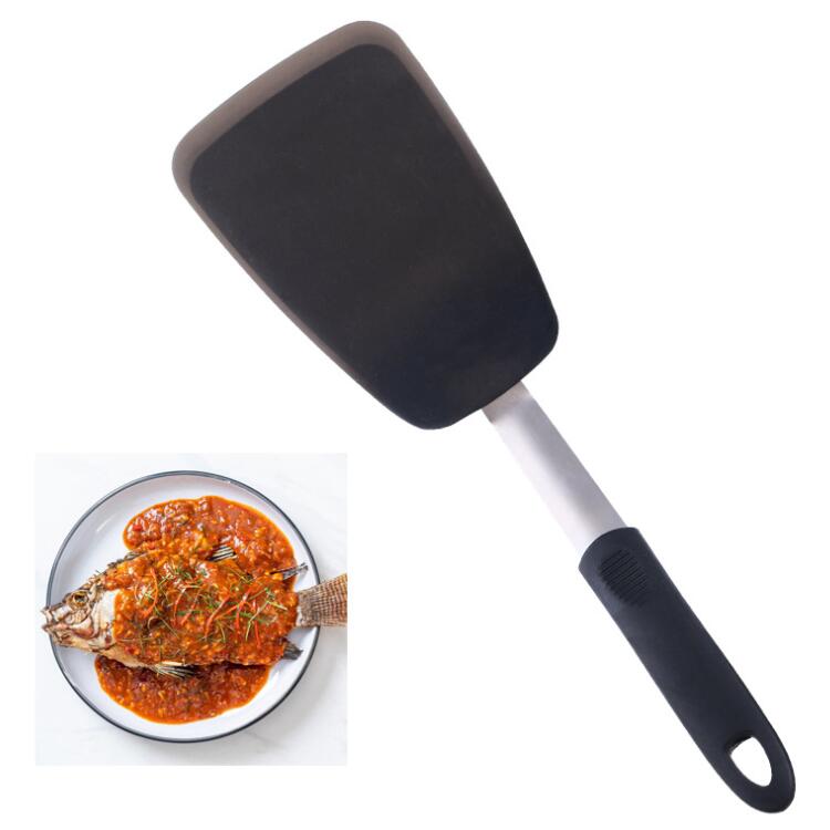 high quality silicone spatula set Cooking long Large Wide Steak Spatulas Slotted Fish Turners silicon spatula set 4pcs baking