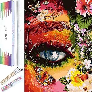 Pintura al óleo Digital sala <span class=keywords><strong>de</strong></span> estar <span class=keywords><strong>ojos</strong></span> <span class=keywords><strong>de</strong></span> <span class=keywords><strong>Mujer</strong></span> Flor Mariposa pintado a mano relleno pintura decorativa dormitorio hogar mural - Product Image 1