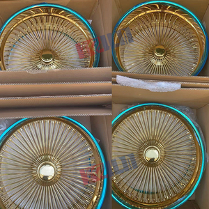 Adaptador de Ruedas de Alambre Doradas de 22/24/26 Pulgadas 4x4.5/4.75/5, Totalmente Dorado, 2 Barras, Tipo Knock-Off - Product Image 3