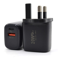 Charger HP Ponsel Cepat Isi Daya PD Tipe C 20W USBC UK Grosir Logo Kustom Laris untuk iPhone Samsung Android