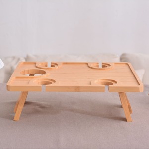 Bandeja rectangular de madera maciza para copas de vino, estante de almacenamiento para mesa de exterior, para pícnic y uso doméstico - Product Image 4