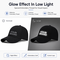 Casquette de baseball personnalisée avec broderie réfléchissante et logo lumineux pour la sécurité des équipes sportives nocturnes en extérieur et la promotion