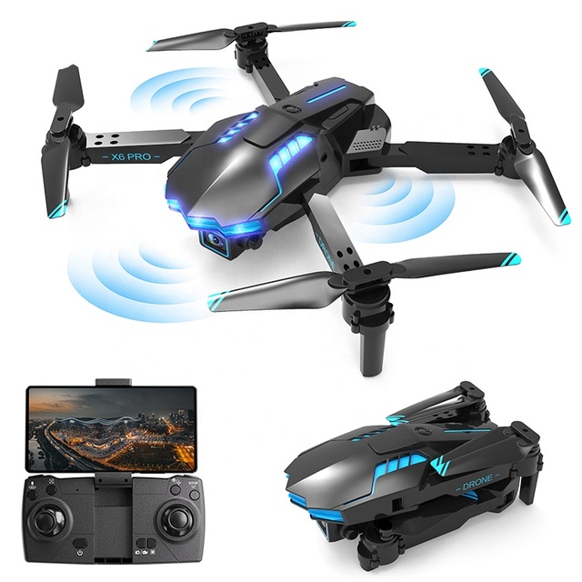 X6 Pro 4K HD WiFi FPV Drones with Avoidance Optical Flow Foldable Plastic Quadcopter Toys