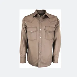 Heren Knoopsluiting Lange Mouw Werkshirt Multi Zakken Oxford No Tag Force Fr Vlambestendig Shirt Kat 2