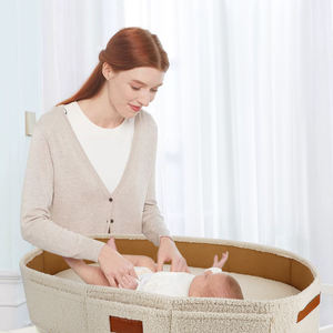 Faltbarer Gold Teddy Velvet Custom <span class=keywords><strong>Baby</strong></span> Spielzeug Aufbewahrung skorb Große Kapazität Windel Wickel korb mit Leder griff 75x42x14cm - Product Image 6