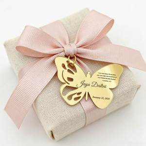 Favors personnalisés en forme de papillon, étiquette en acrylique miroir pour baptême, cadeaux de remerciement pour les invités - Product Image 1