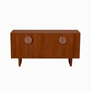 Aparador Moderno de Madera Maciza con Puertas Acanaladas y Tiradores Redondos, 2 Estantes para Almacenamiento en la Sala de Estar - Product Image 1