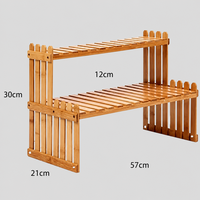 Support à plantes en bambou à 2 niveaux avec logo personnalisé de luxe, pour intérieur et extérieur, étagère de présentation pour pots de fleurs, balcon, jardin, organisateur de bureau
