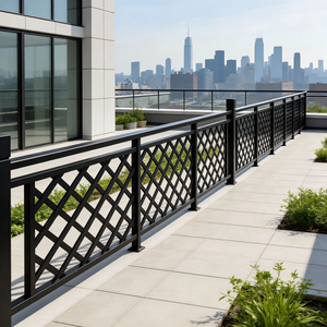 Balustrade en acier inoxydable avec revêtement imitation bois, <span class=keywords><strong>grille</strong></span> diamantée <span class=keywords><strong>pour</strong></span> garde-corps d'escalier extérieur et <span class=keywords><strong>balcon</strong></span>, entretien réduit - Product Image 1