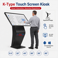 Kiosque d'information en forme de K de 43 pouces, écran tactile IR 4K UHD 10 points, terminal en libre-service en aluminium brossé