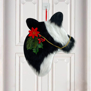 Adorno de pared con cabeza de vaca navideña, estilo vaca lechera, decoración navideña de poliéster para decoraciones de fiestas en granjas - Product Image 4