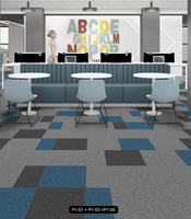 Tapis carré de bureau moderne de 50*50cm avec support en PVC polypropylène, pile à boucle rembourrée et style commercial tufté