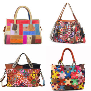 Nouveau sac en cuir de vache véritable pour femmes, sac tissé rétro, bandoulière, grande capacité, bloc de couleur, sac seau pour les trajets quotidiens et les voyages - Product Image 4