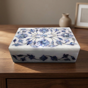 Caja de Almacenamiento de Joyas de Mármol con Diseño Floral Moderno, Forma Rectangular, Suministro Directo de Fábrica Stonecrafts International, para Venta al Por Mayor - Product Image 3