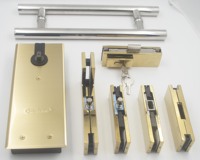 Ensemble complet de quincaillerie pour porte en verre sans cadre, acier inoxydable, pince de porte, ressort de sol, fixation de patch