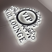 Panneau publicitaire d'extérieur en métal personnalisé Panneau commercial 3D à LED rétroéclairé avec logo Panneau en métal illuminé pour salon de beauté